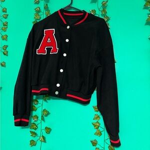 long sleeve varsity jacket with an a on it